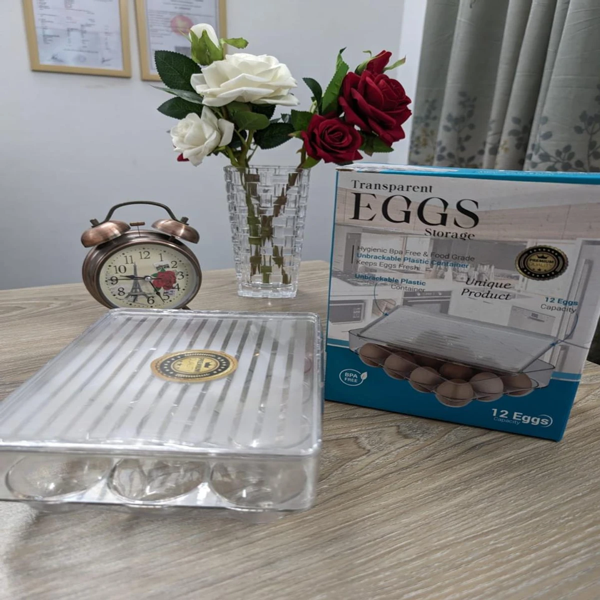 Egg Storage Box For 12 Pieces, Egg Holder for Refrigerator