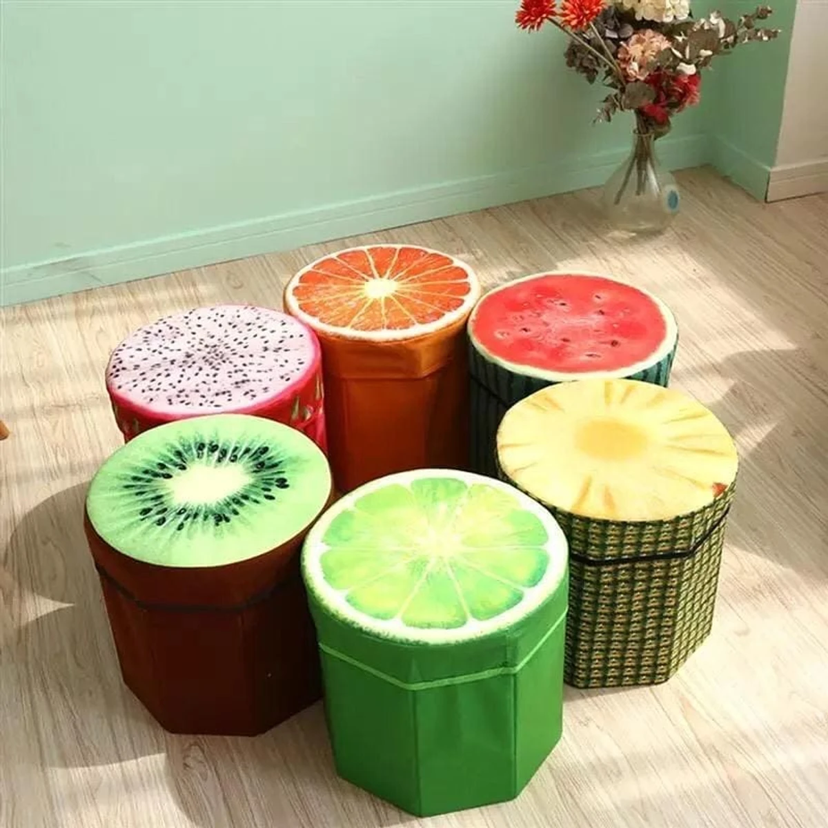 Folding Fruit Fabric Storage Stools