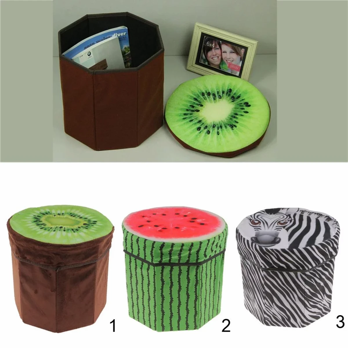 Folding Fruit Fabric Storage Stools