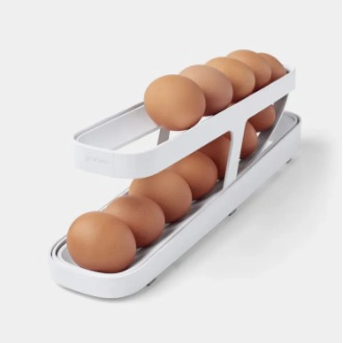 Double Layer Egg Dispenser Automatic Roll Down Refrigerator Egg Basket