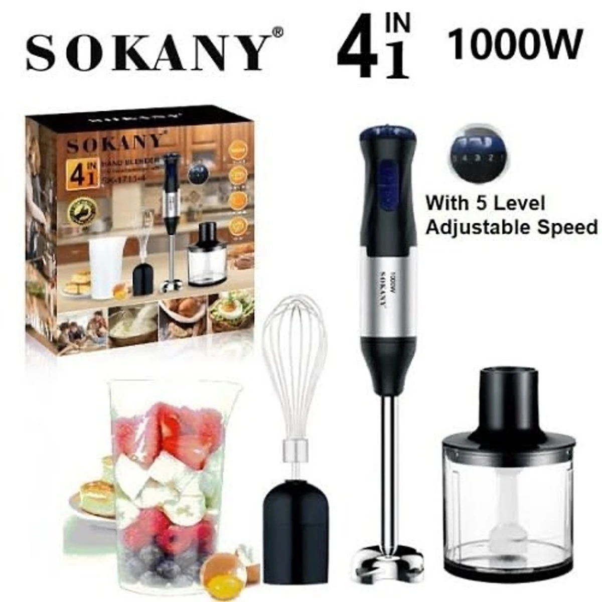 Sokany 4 in 1 Hand Blender Mixer