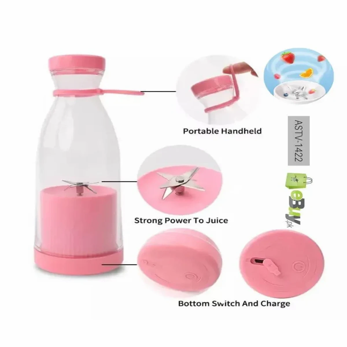 Mini Fast Electric Blender bottle Pink Usb Portable Juice bottle